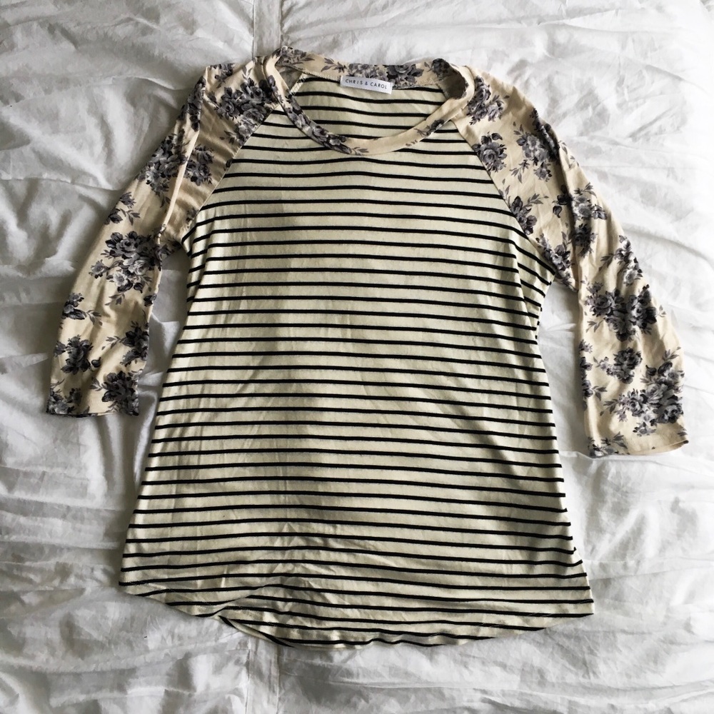 3/4 sleeve striped top